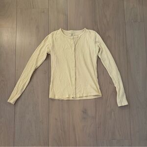 Brandy Melville butter yellow button long sleeve top